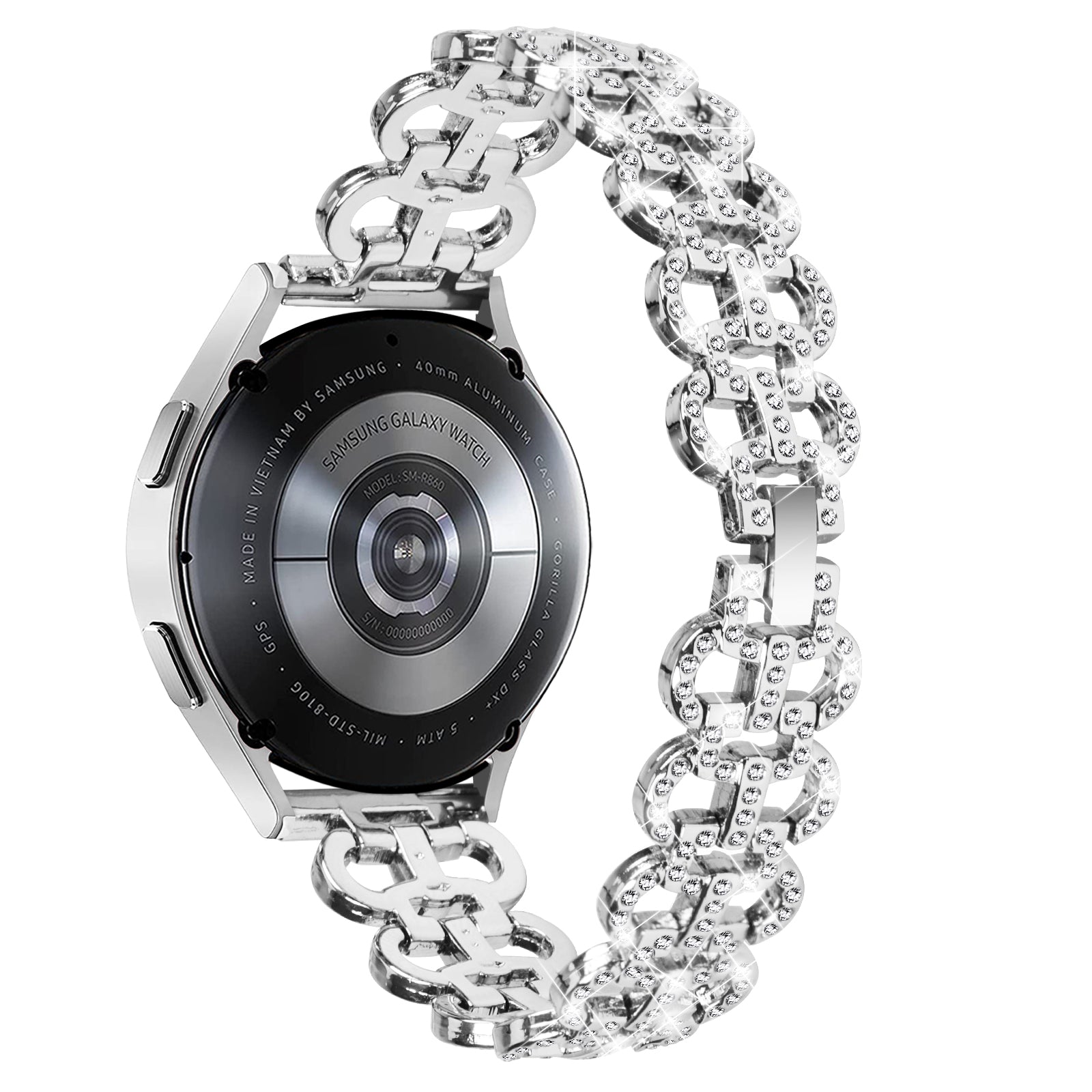 For Samsung Galaxy Watch6 40 44mm Watch6 Classic 43mm 47mm Metal Watch Strap 20mm Light Luxury Watchband with Rhinestone For Samsung Galaxy Watch6 40 44mm Watch6 Classic 43mm 47mm Metal Watch Strap 20mm Light Luxury Watchband with Rhinestone